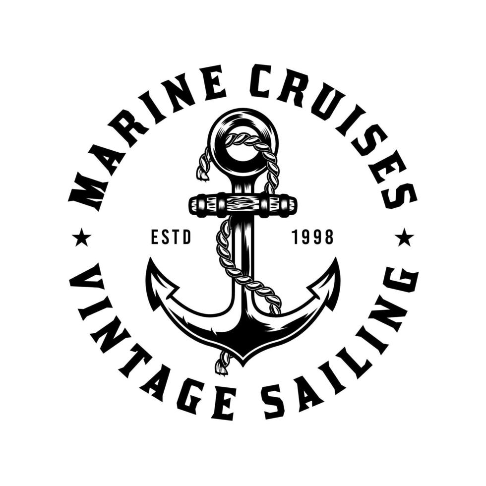 Vintage Anchor and ship rope marine cruise design vector