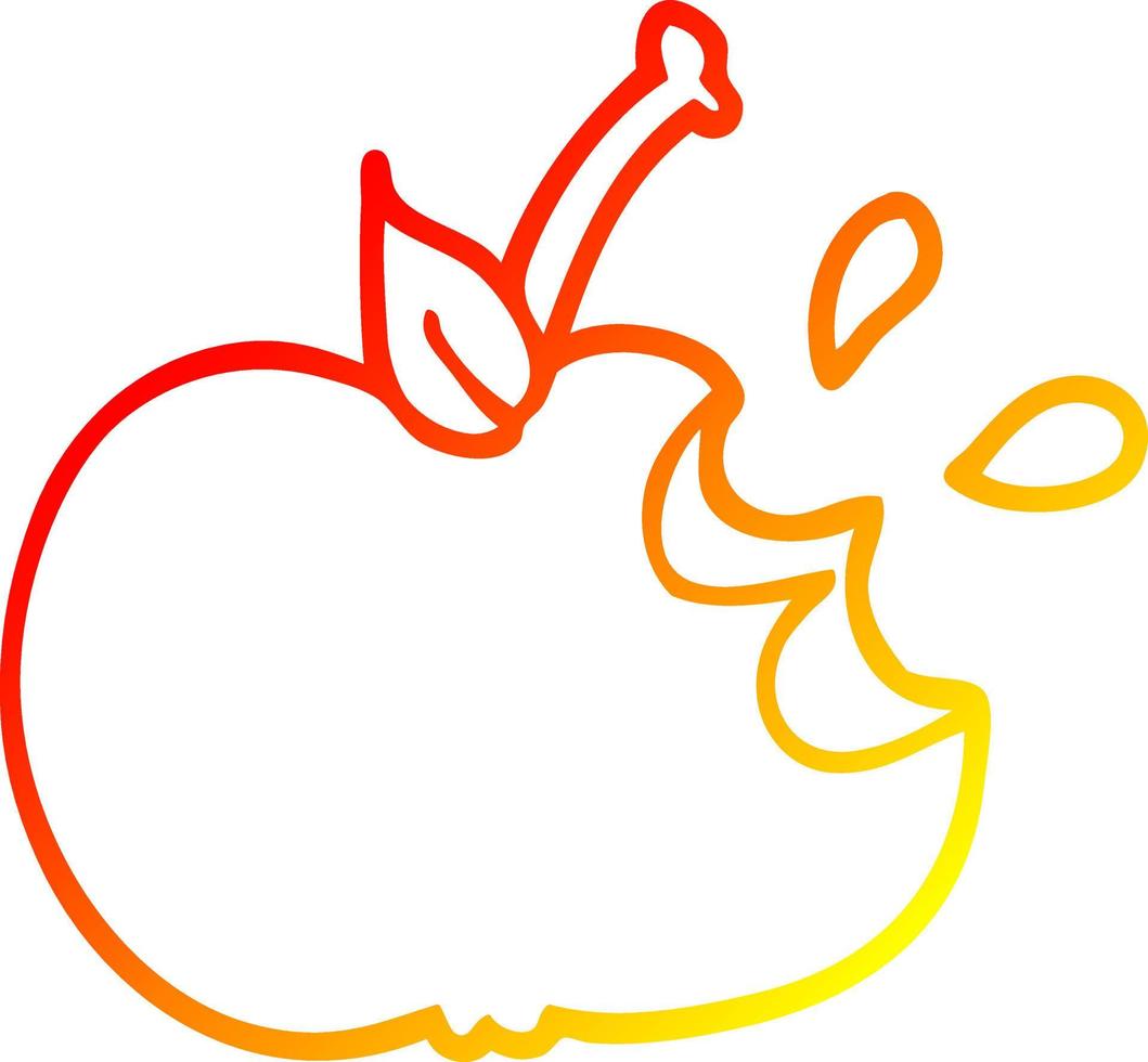 warm gradient line drawing cartoon juicy bitten apple vector