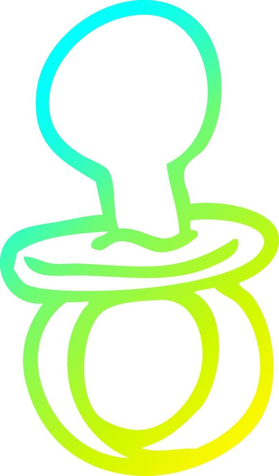 cold gradient line drawing cartoon baby pacifier vector