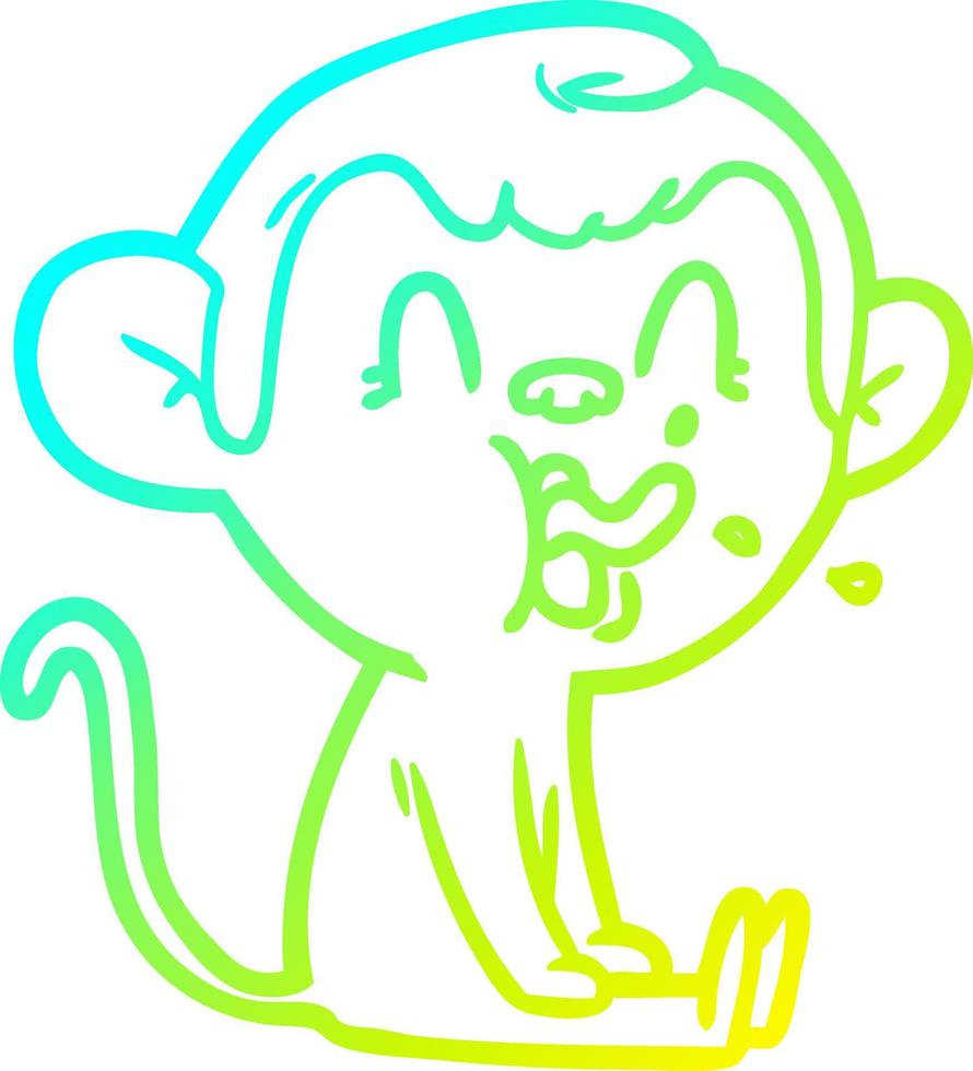 cold gradient line drawing crazy cartoon monkey sitting vector