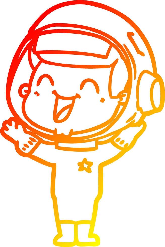 warm gradient line drawing happy cartoon astronaut vector