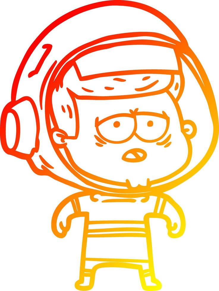 warm gradient line drawing cartoon tired astronaut vector