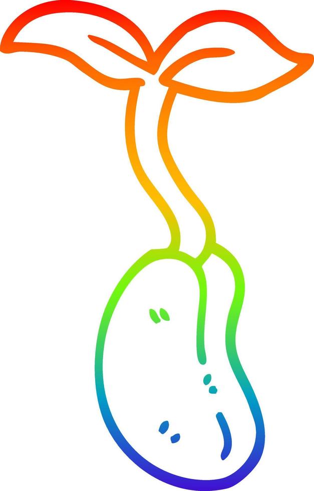 rainbow gradient line drawing cartoon seedling vector