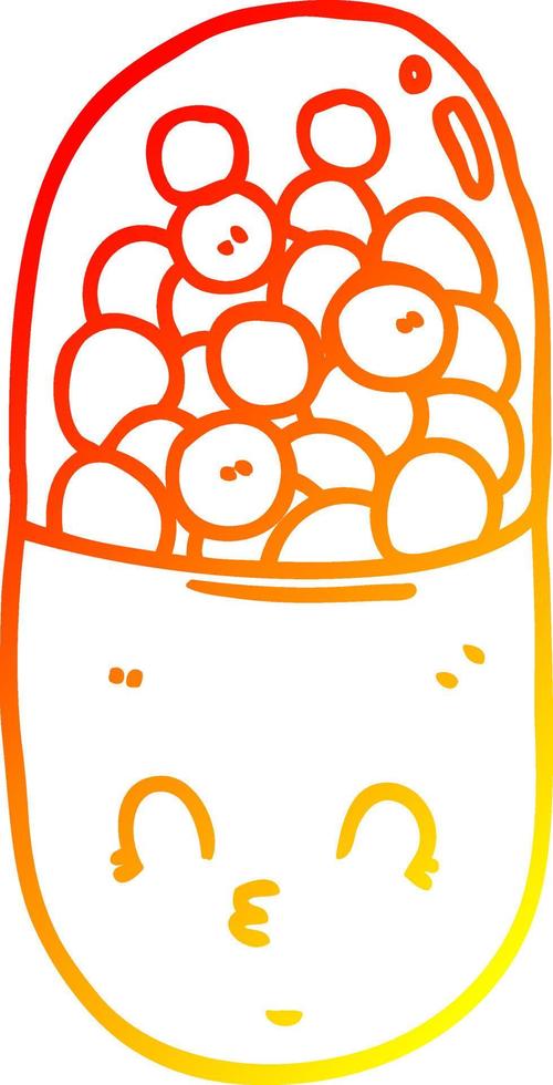 warm gradient line drawing cartoon pill vector