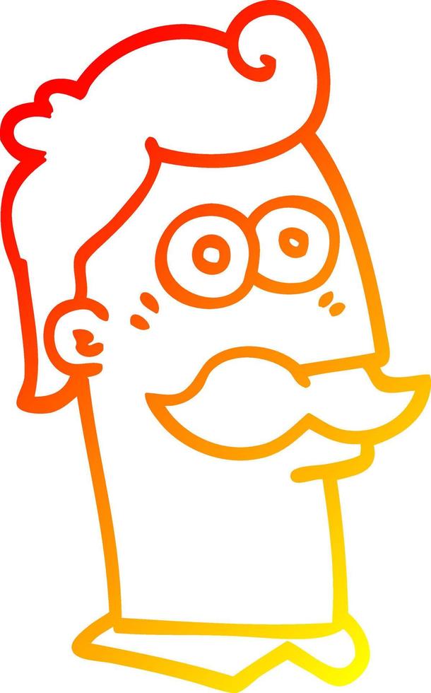 warm gradient line drawing cartoon man with mustache vector