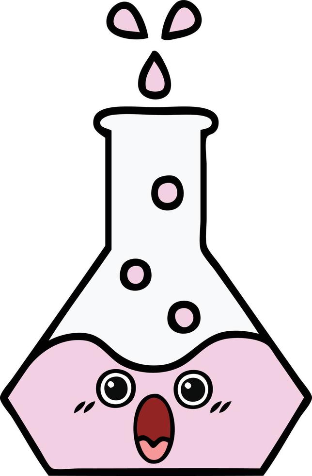 cute cartoon science beaker vector