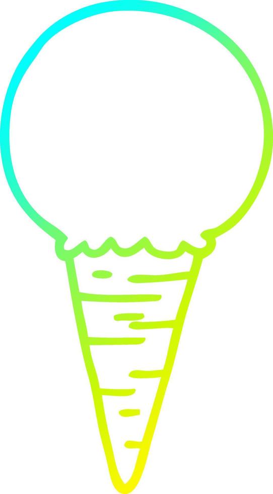 cold gradient line drawing cartoon ice cream cone vector