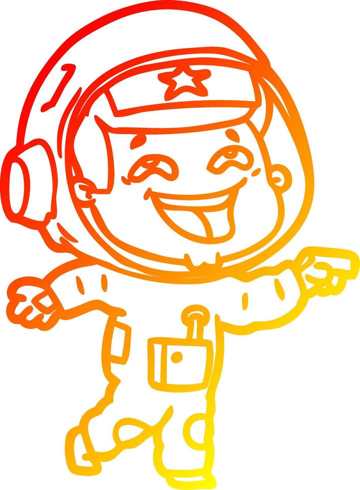 cálido gradiente línea dibujo dibujos animados riendo astronauta vector