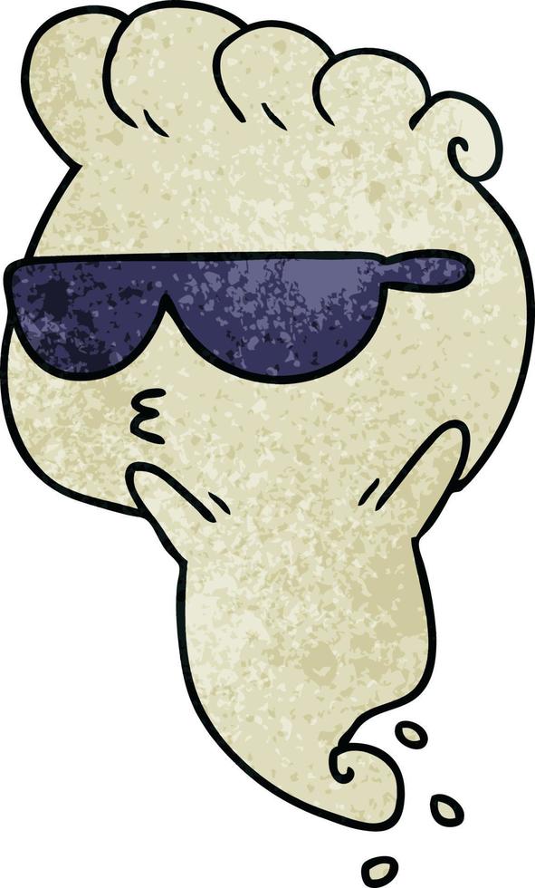 textured cartoon of kawaii scary ghost vector