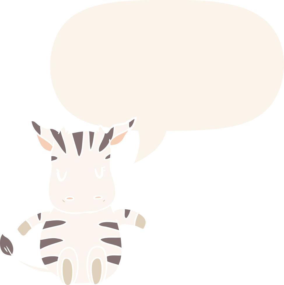 cute cartoon zebra and speech bubble in retro style vector