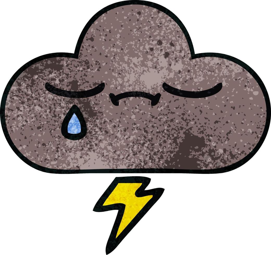 nube de tormenta de dibujos animados de textura grunge retro vector