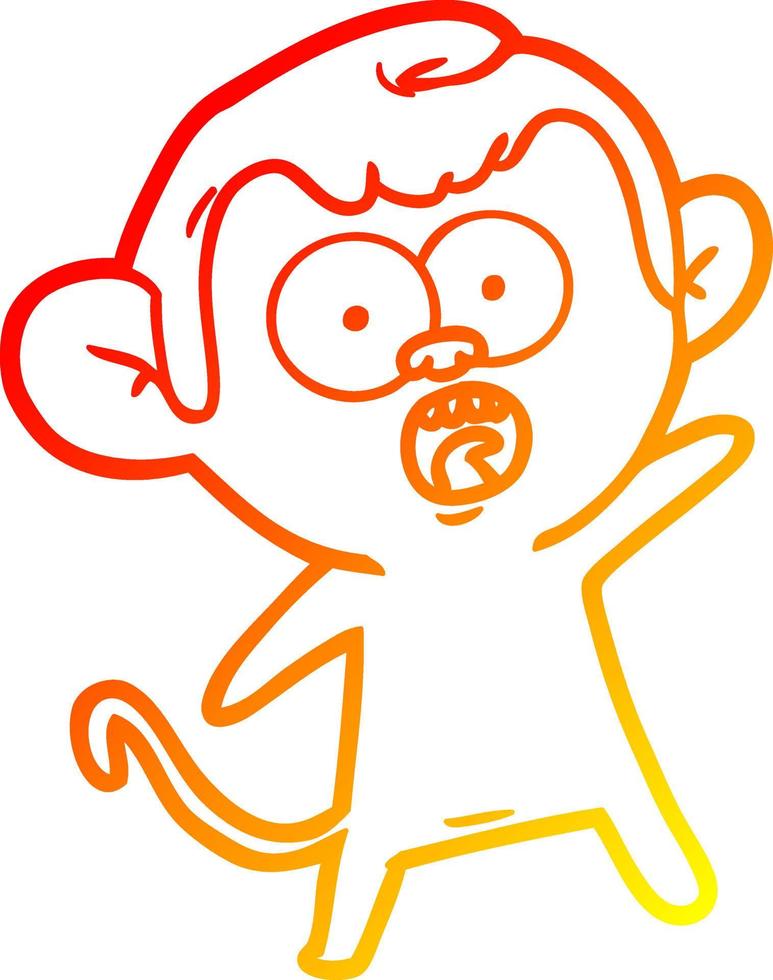 warm gradient line drawing cartoon shocked monkey vector