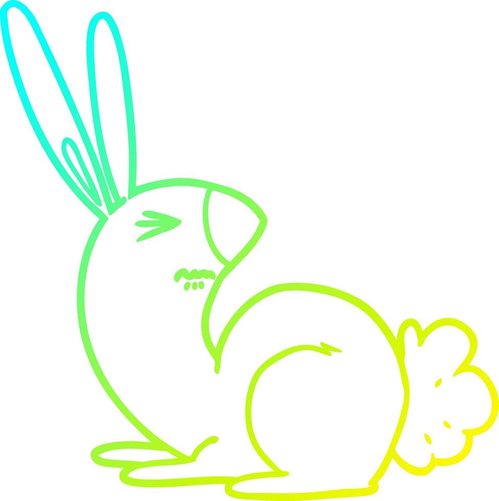 cold gradient line drawing cartoon annoyed rabbit vector