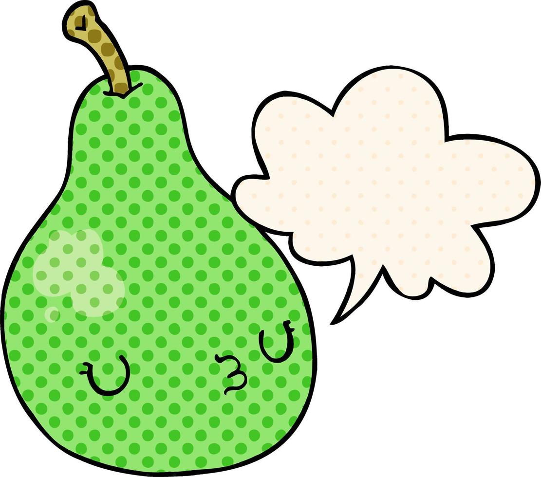 cartoon pear and speech bubble in comic book style vector