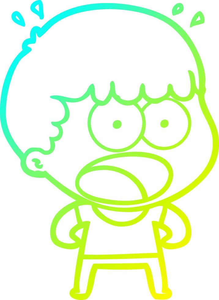 cold gradient line drawing cartoon shocked man vector