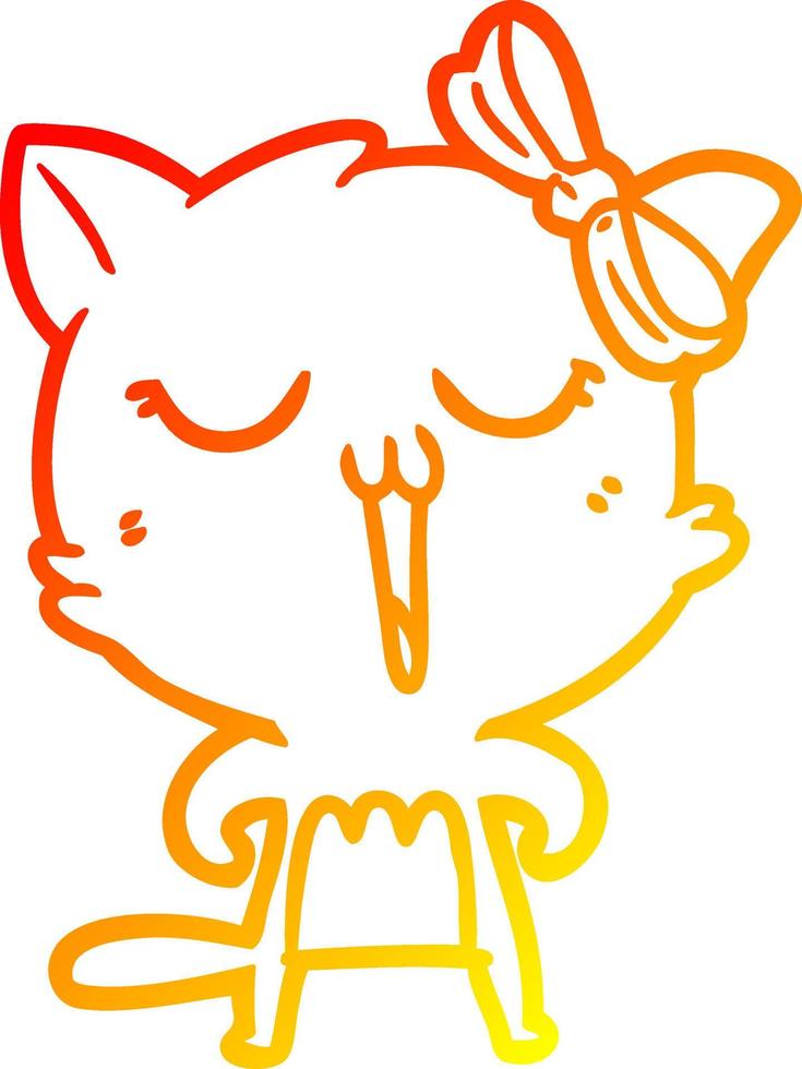 warm gradient line drawing cartoon cat vector