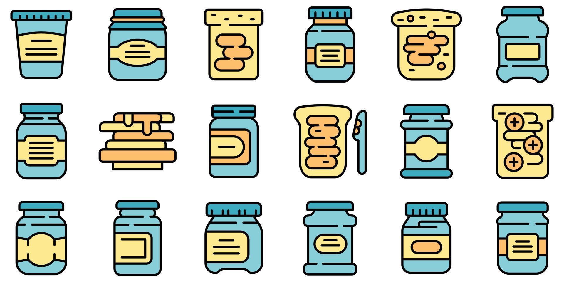 Chocolate paste icons set vector flat