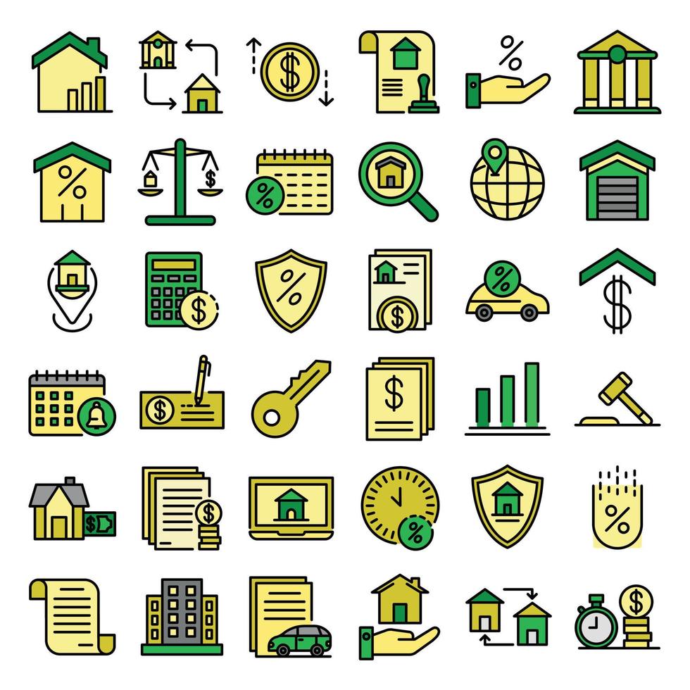 Mortgage icons vector flat