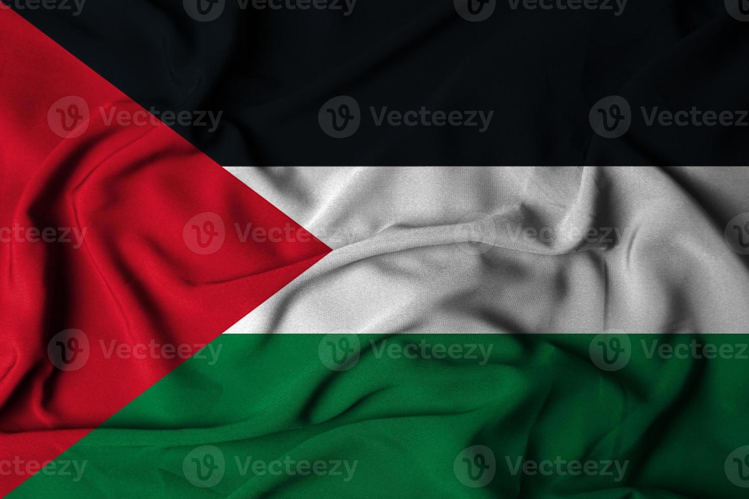 selective focus of palestine flag, with waving fabric texture. 3d illustration photo