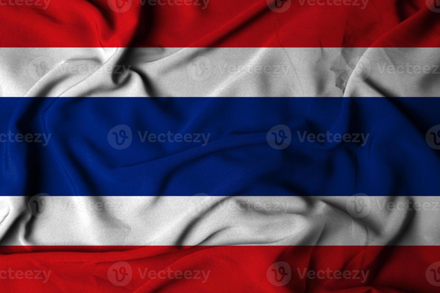 Selective focus of thailand flag, with waving fabric texture. 3D illustration photo