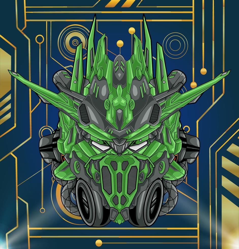 Futuristic robot head vector illustration