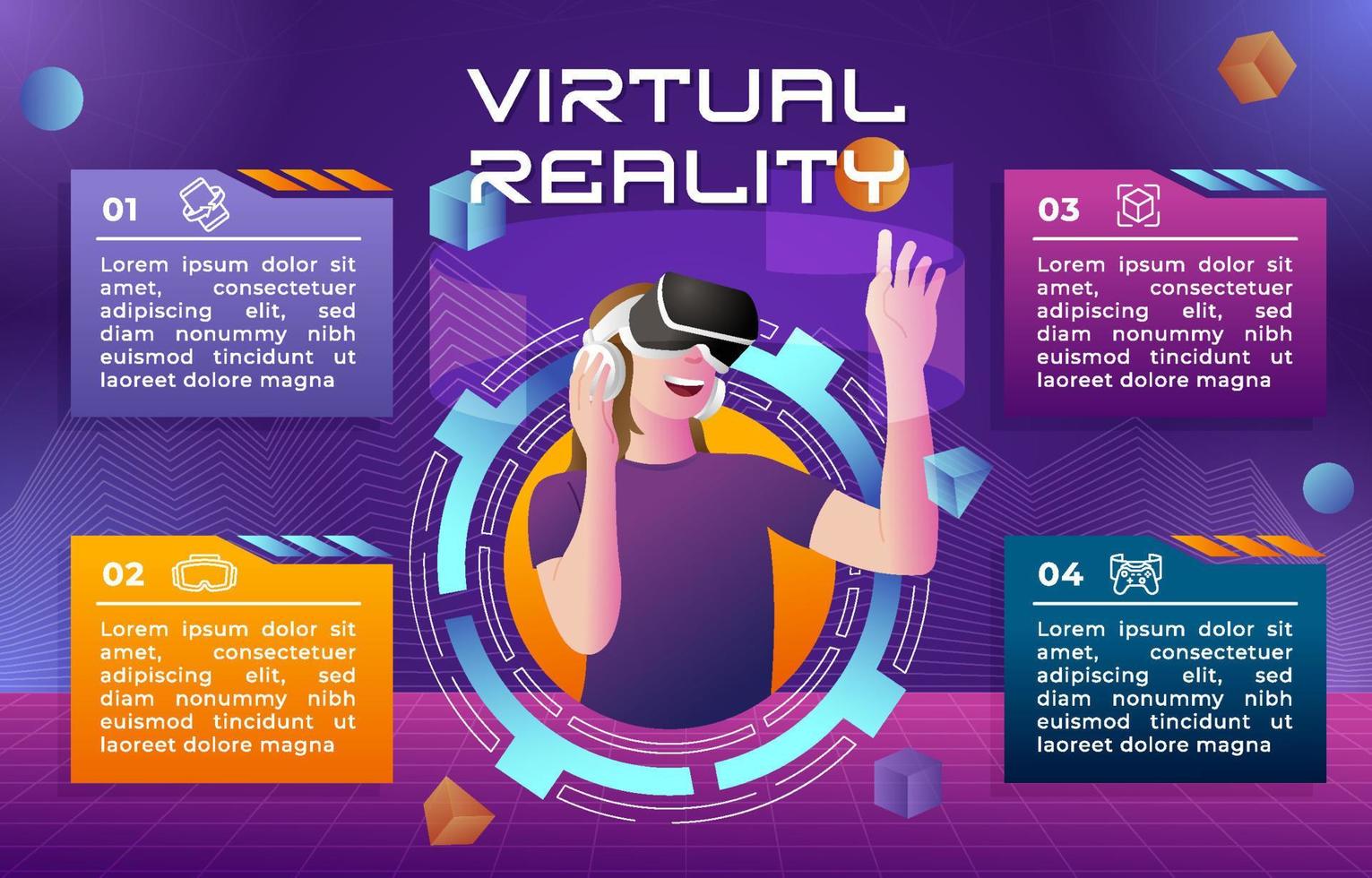 infografía de tecnología de universo virtual vector