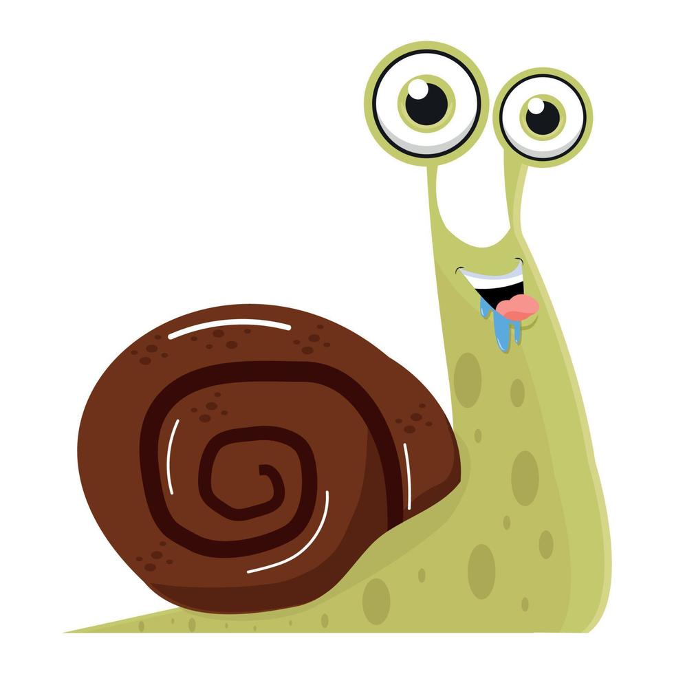 caracol lindo de dibujos animados sobre un fondo blanco vector