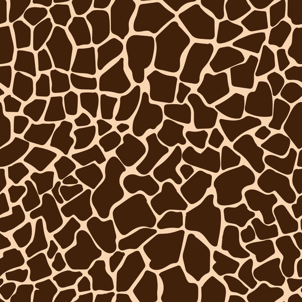 Giraffe skin vector seamless pattern. Animal fur texture brown spots geometric background for print, card, postcard, fabric, textile.