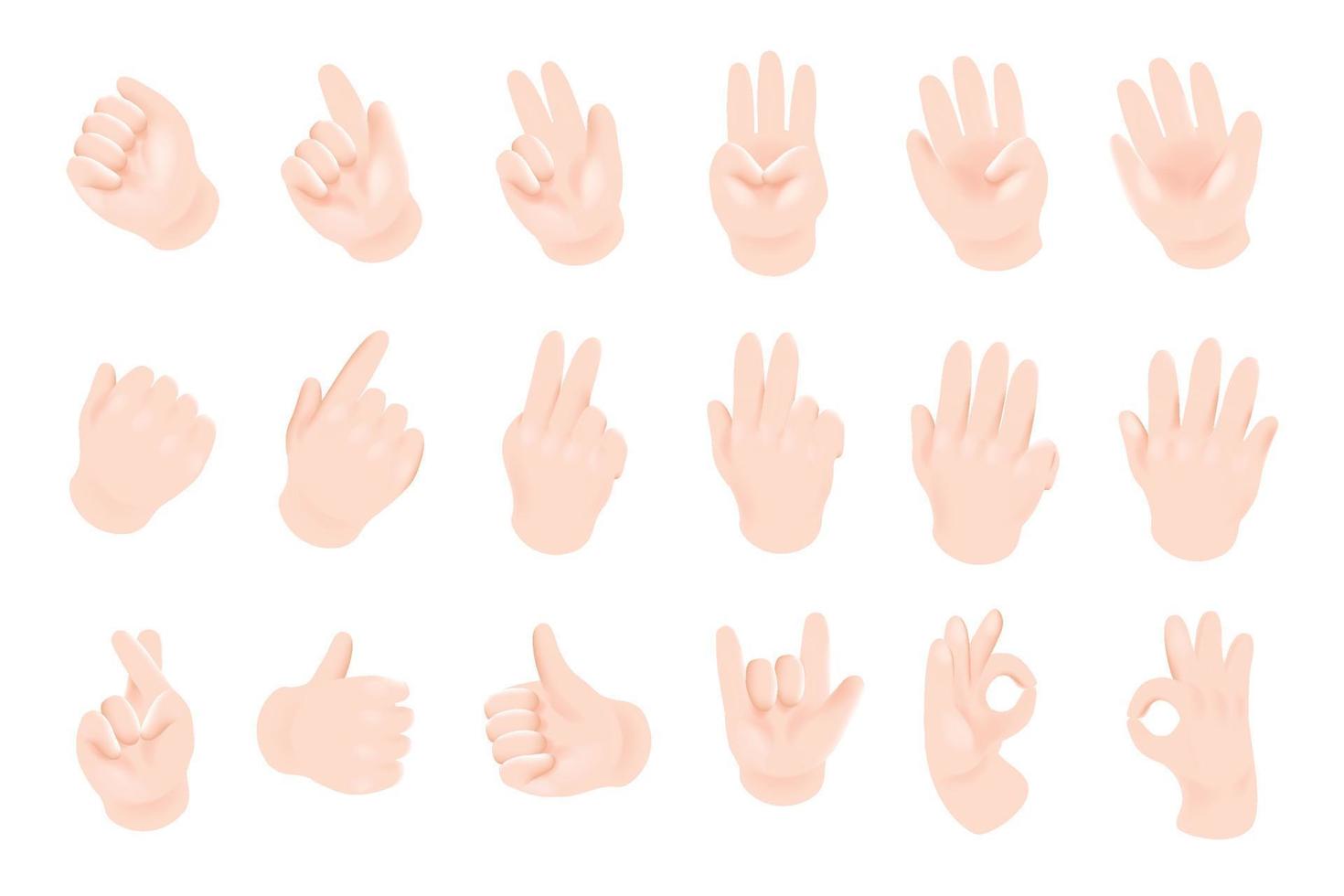 sign language hand signal 3d graphic vector illustration on white