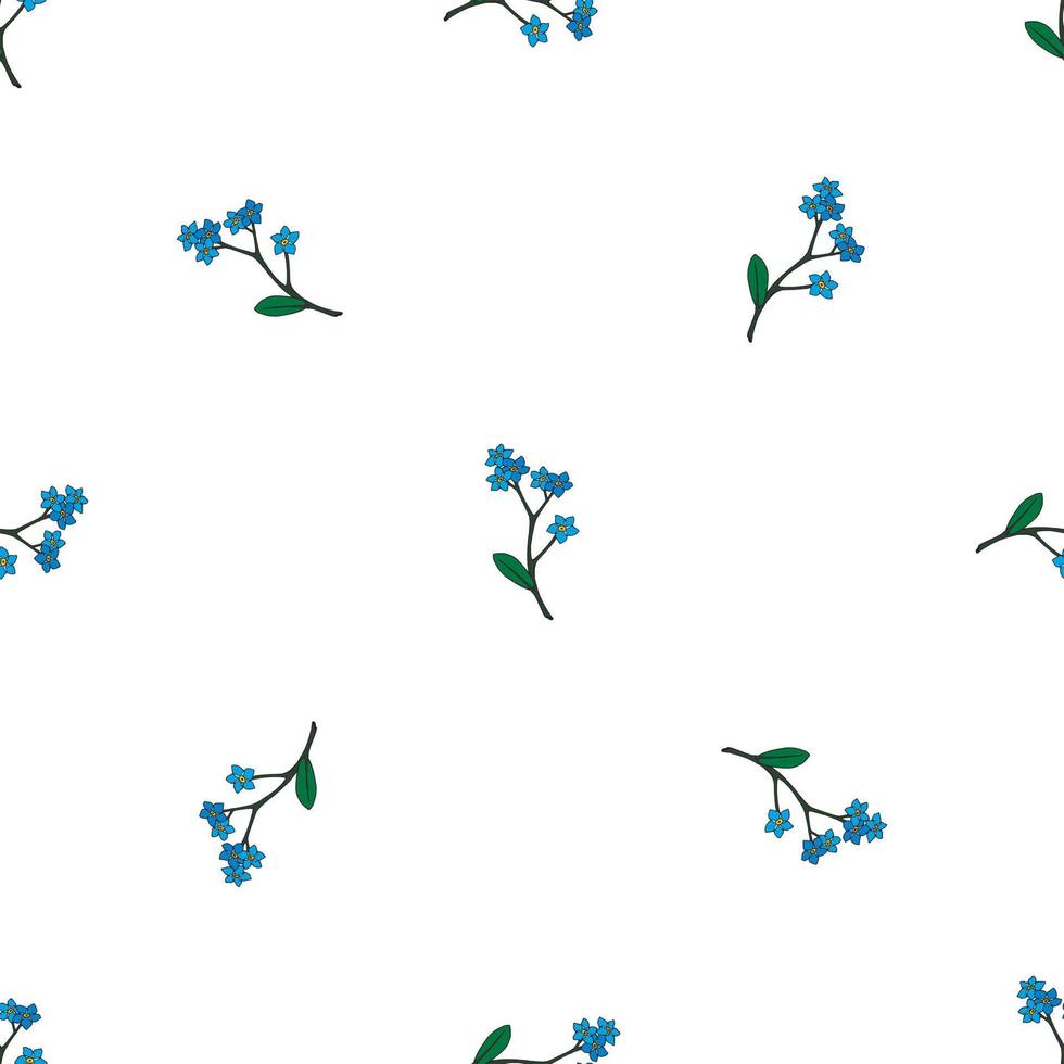 Seamless background of little blue flowers  forget-me-nots. Endless pattern for your design. vector