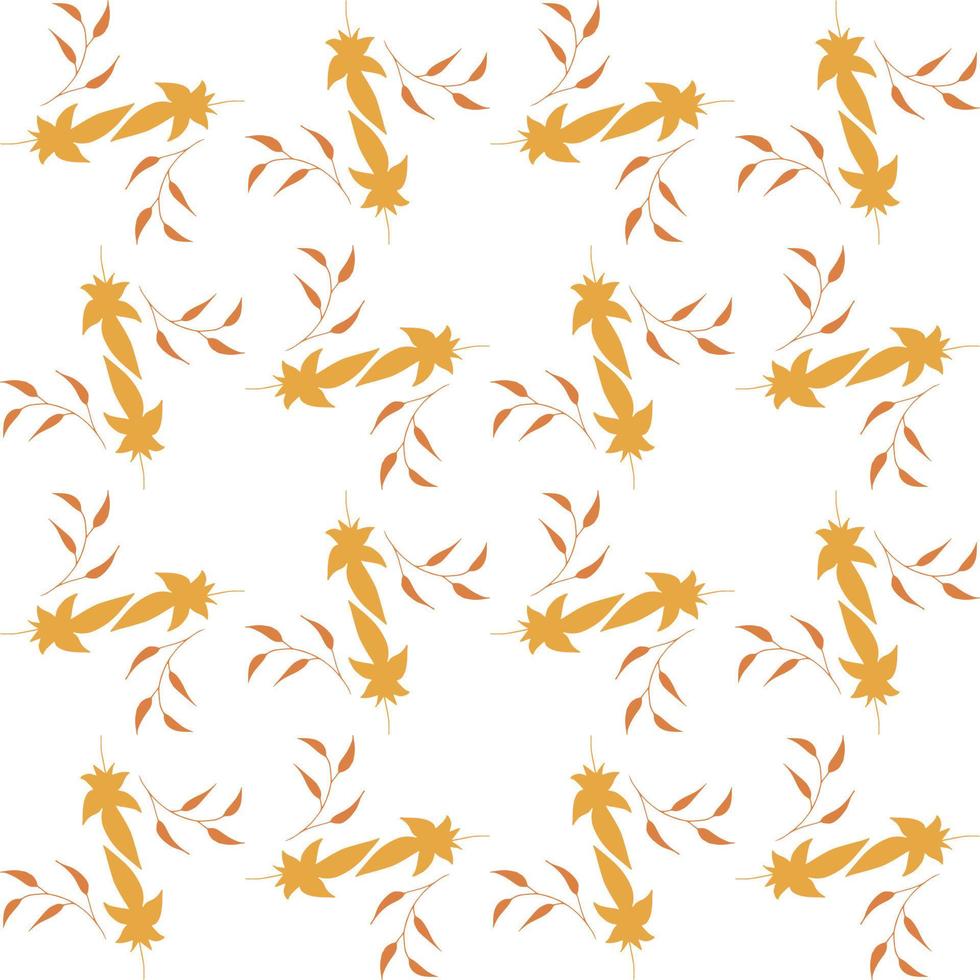 Seamless pattern with horizontal round frames of orange branches and leaves on white background. Endless background for your design. vector