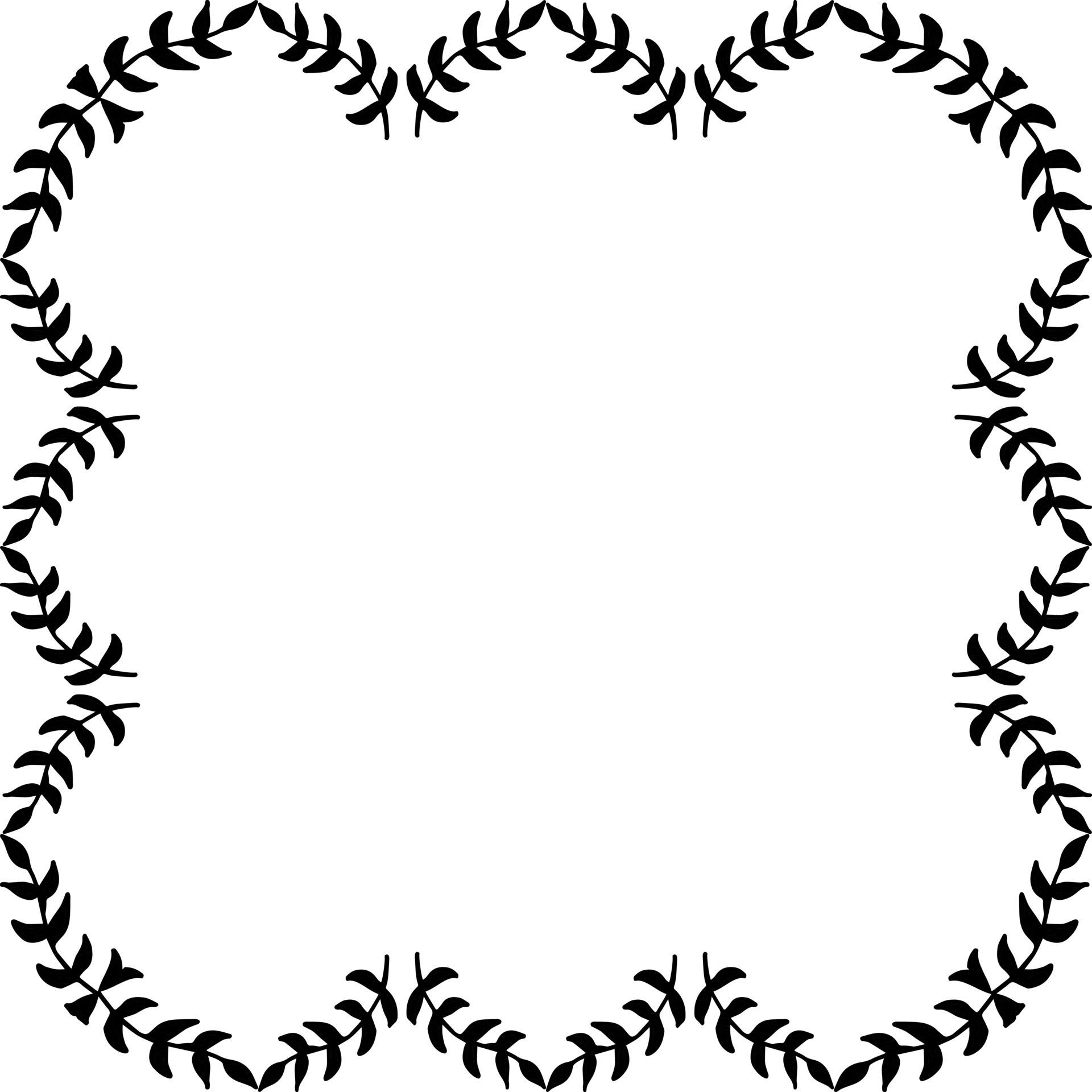 Square frame of decorative black branches on white background. Isolated ...