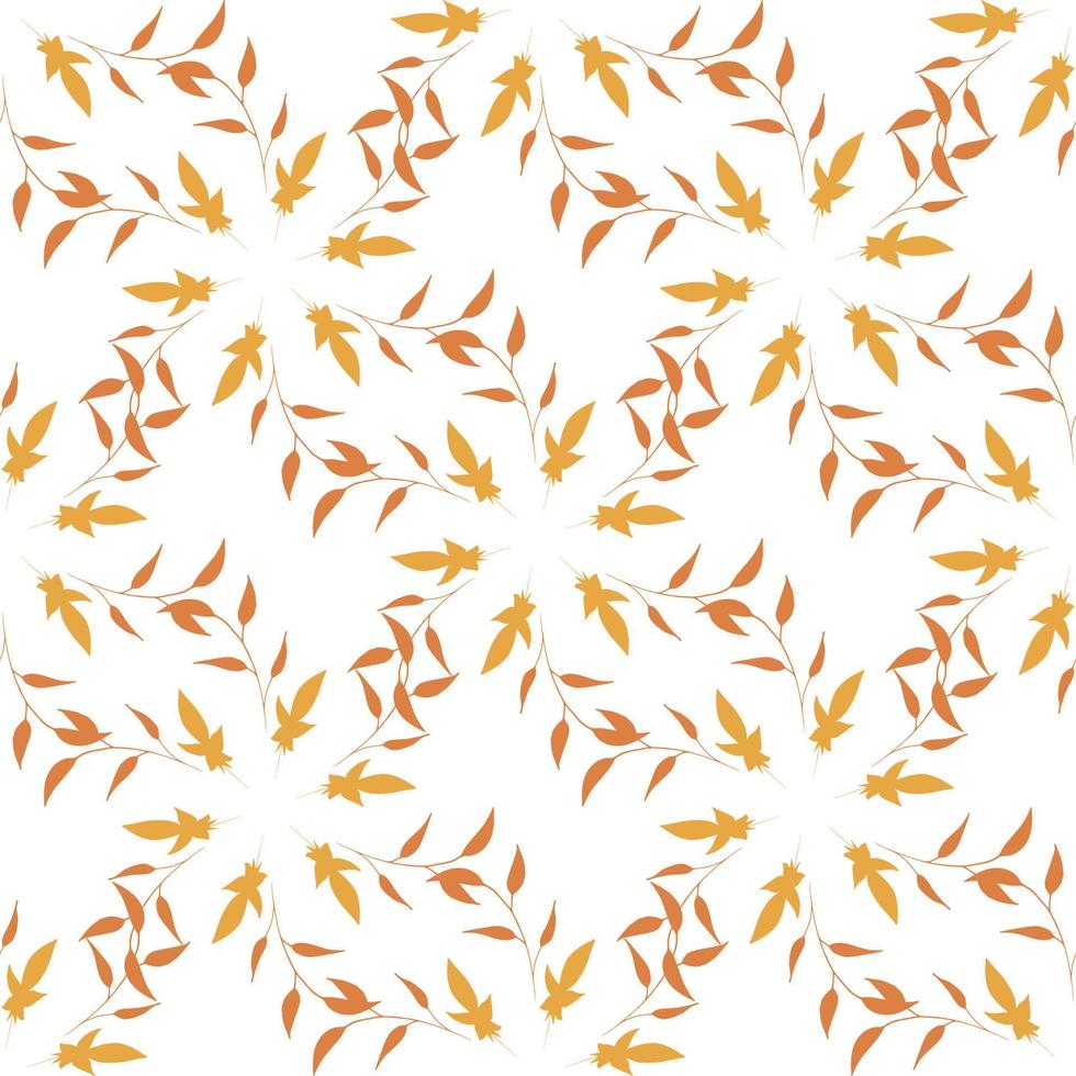 Seamless pattern with vertical round frames of orange branches and leaves on white background. Endless background for your design. vector