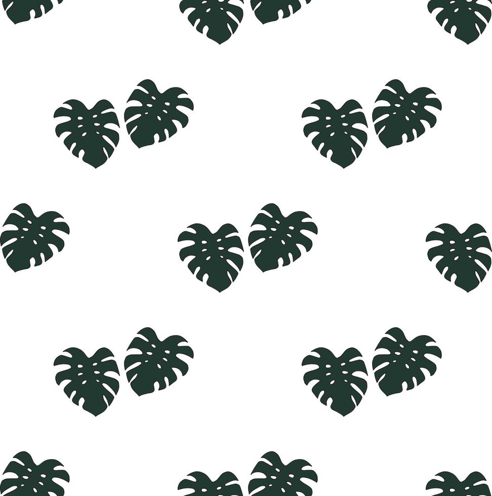 Seamless pattern of monstera on white background. Endless background for your design. vector
