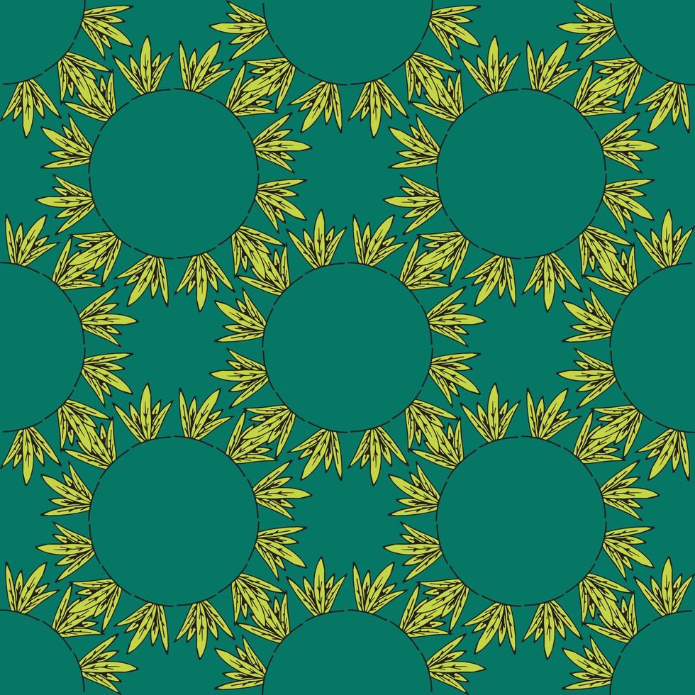 Seamless background with wreaths of leaves on dark green background. Endless pattern for your design. vector