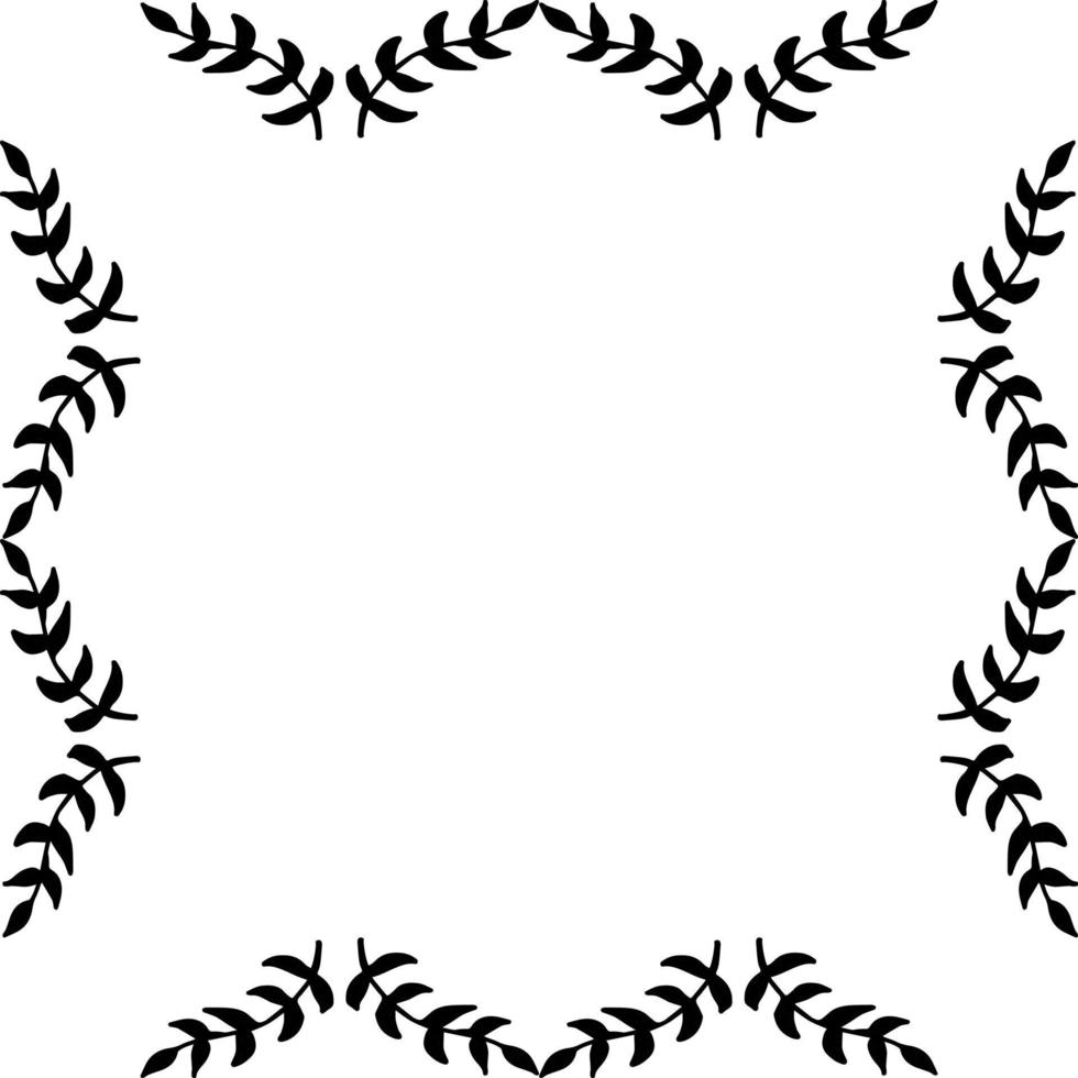 marco cuadrado de lindas ramas negras decorativas sobre fondo blanco. marco vectorial aislado para su diseño. vector