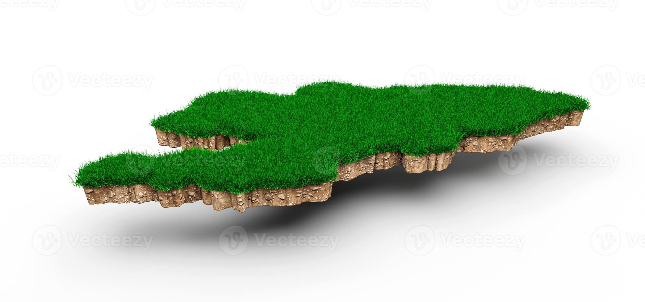 Kyrgyzstan Map soil land geology cross section with green grass and Rock ground texture 3d illustration photo
