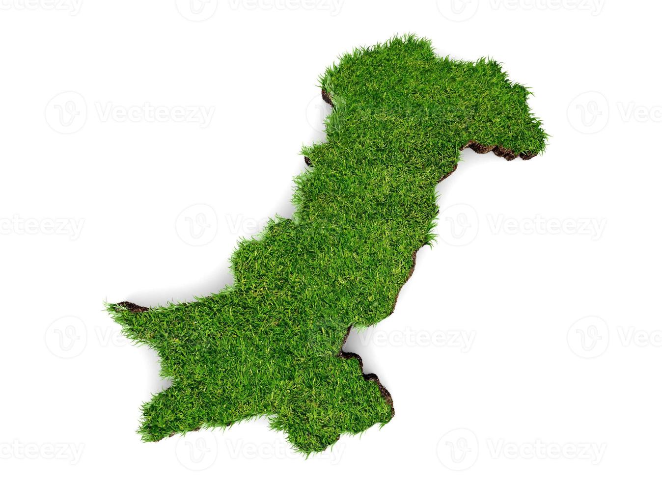 Pakistan Map 3d top view grass surface 14 august independence day 3d illustration photo