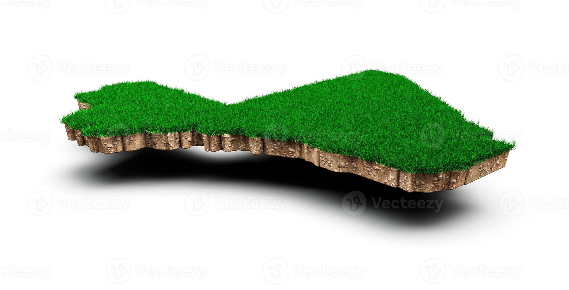 Mali Map soil land geology cross section with green grass and Rock ground texture 3d illustration photo