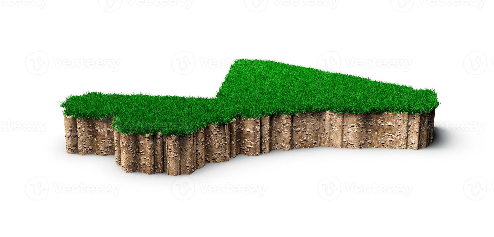 Mali Map soil land geology cross section with green grass and Rock ground texture 3d illustration photo