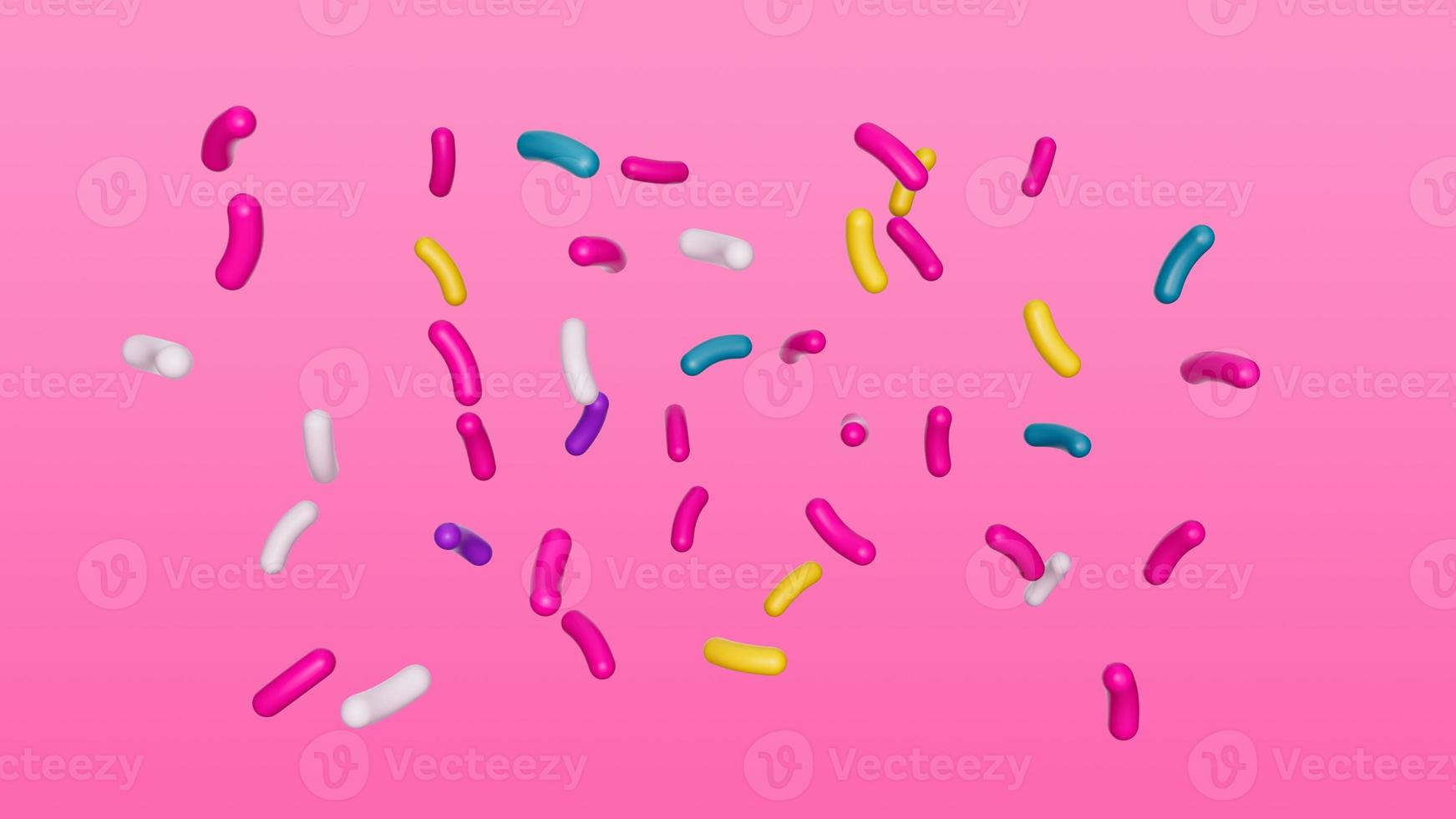 Colorful sprinkles on pink background, decoration for cake and bakery 3d illustration photo