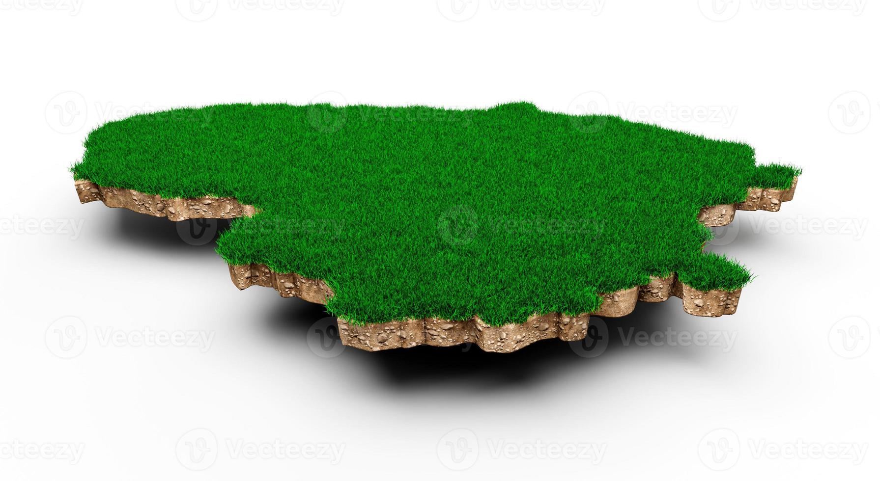 Lithuania Map soil land geology cross section with green grass and Rock ground texture 3d illustration photo