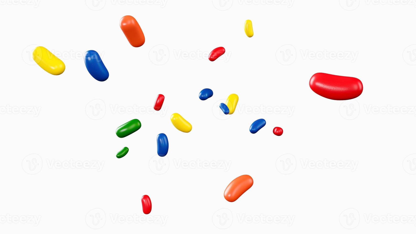 jelly beans burst blast set. Realistic illustration. Good for packaging design Jellybeans isolated on white background Pile of tasty bright jelly beans 3d Illustration 3d rendering photo