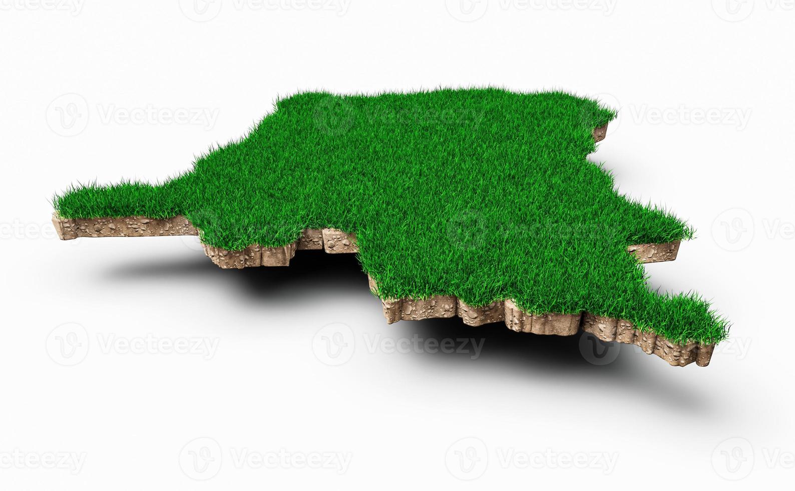 Congo Map soil land geology cross section with green grass and Rock ground texture 3d illustration photo