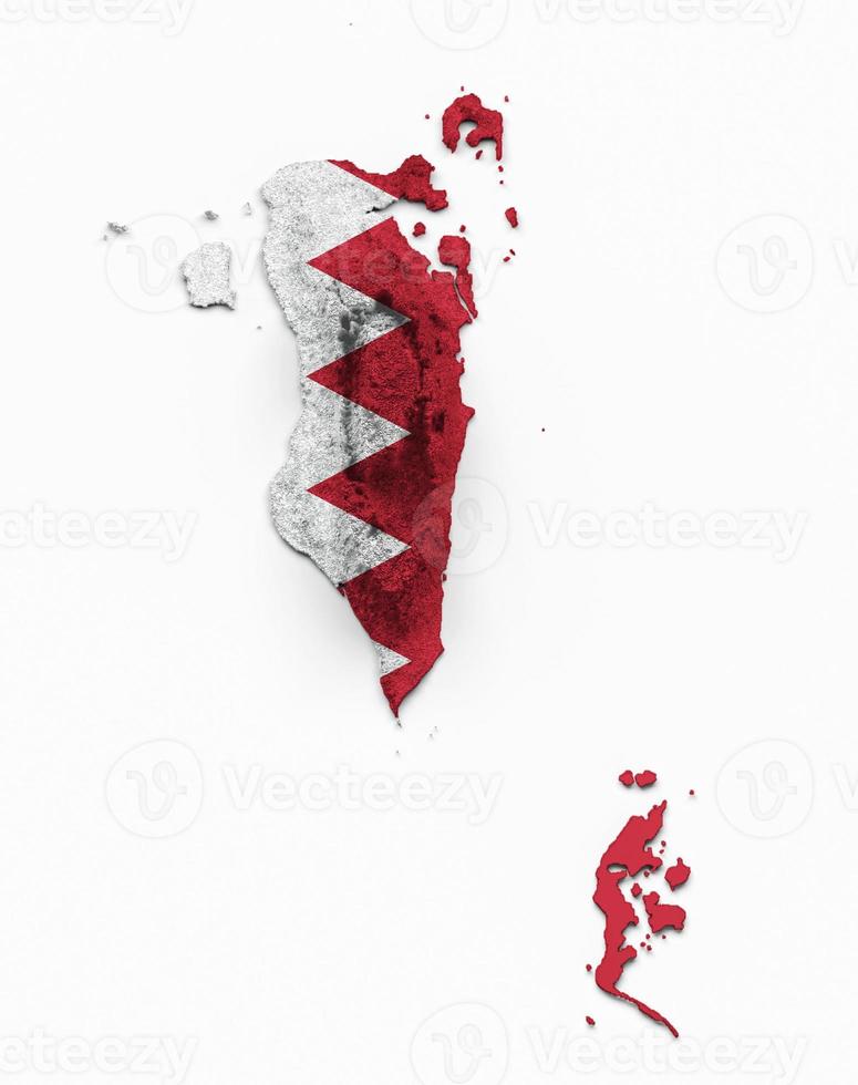 Bahrain Map Bahrain Flag Shaded relief Color Height map on white Background 3d illustration photo