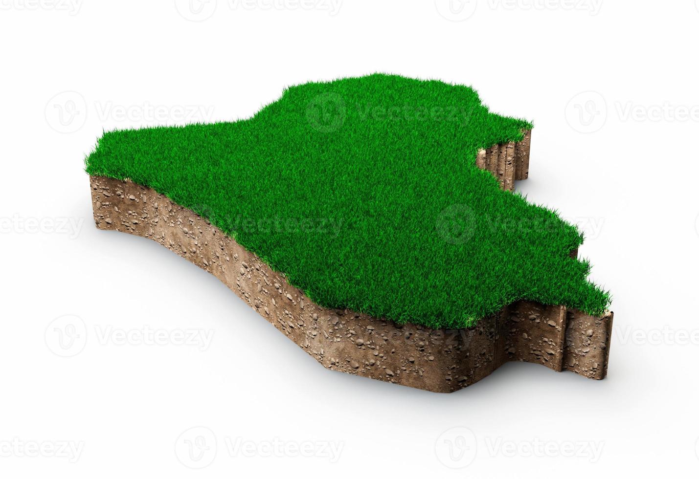 Iraq Map soil land geology cross section with green grass and Rock ground texture 3d illustration photo