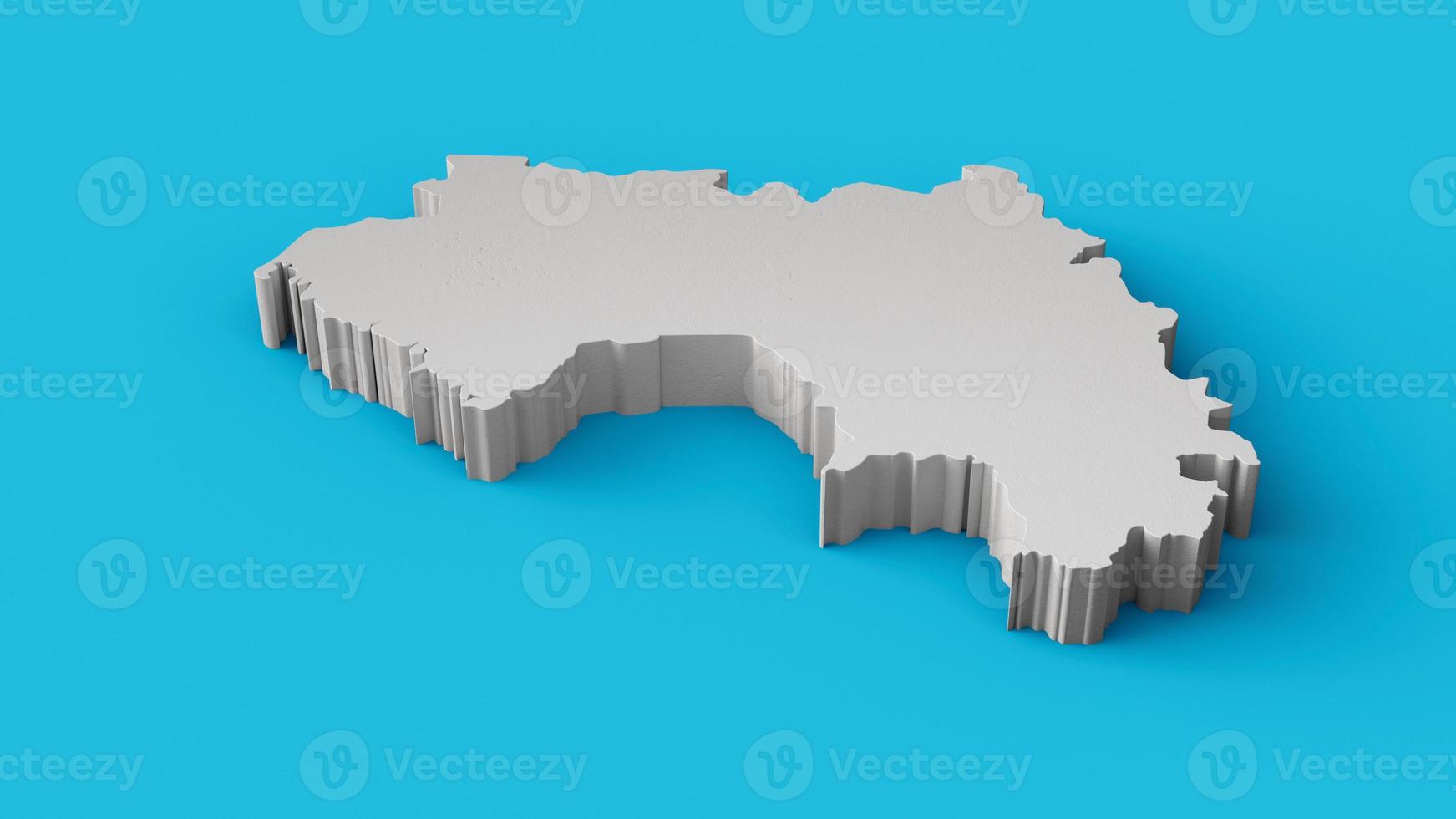 Guinea 3D map Geography Cartography and topology Sea Blue surface 3D illustration photo