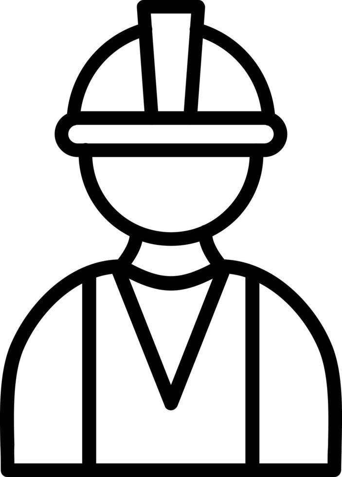 Construction Worker Vector Line Icon