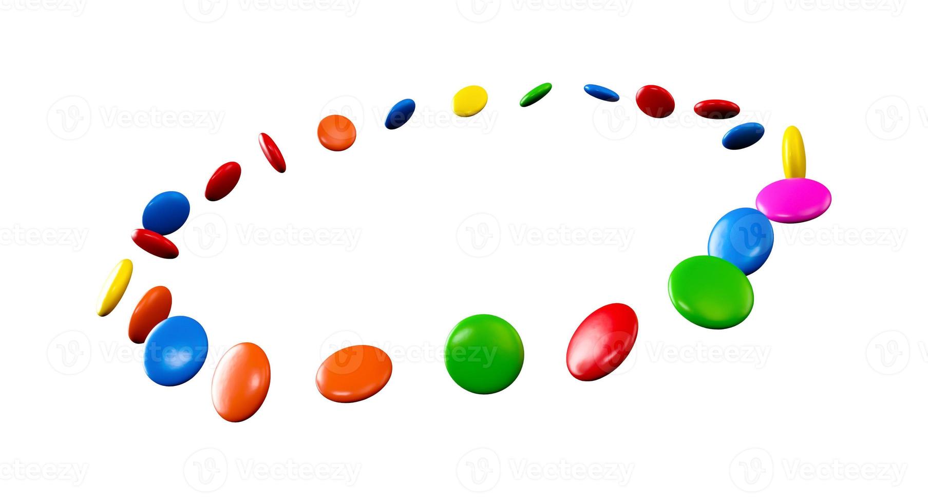 Rainbow colorful candies flying around 3d illustration photo