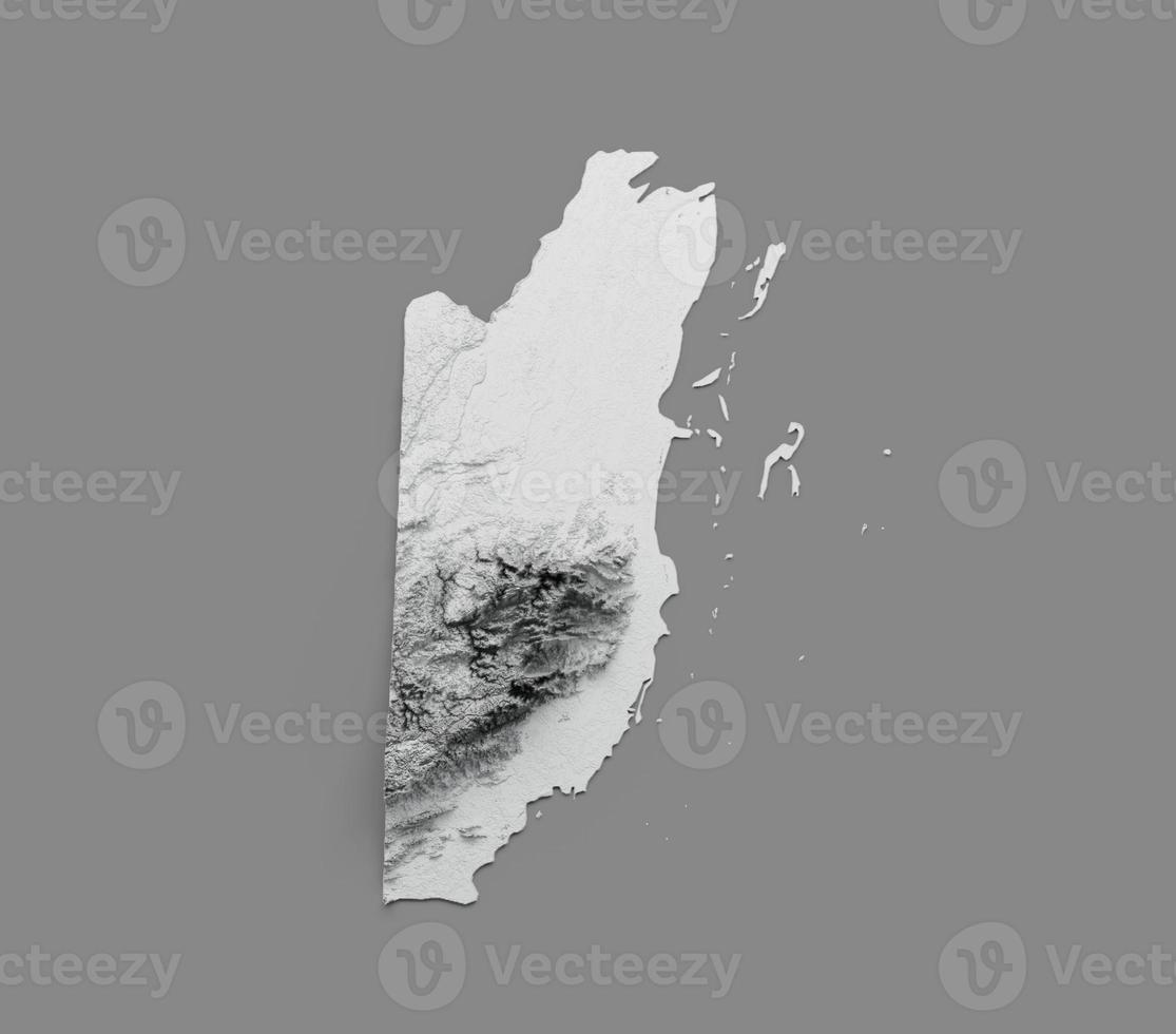Belize Map Belize Flag Shaded relief Color Height map on white Background 3d illustration photo